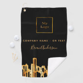 ロゴブラック金ゴールドシティskylineビジネス実在エステート ゴルフタオル (インサイチュ)