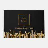 ロゴブラック金ゴールドシティskylineビジネス実在エステート ドアマット (正面)