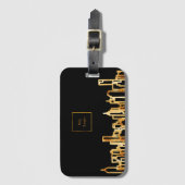 ロゴブラック金ゴールドシティskylineビジネス実在エステート ラゲッジタグ (正面縦)