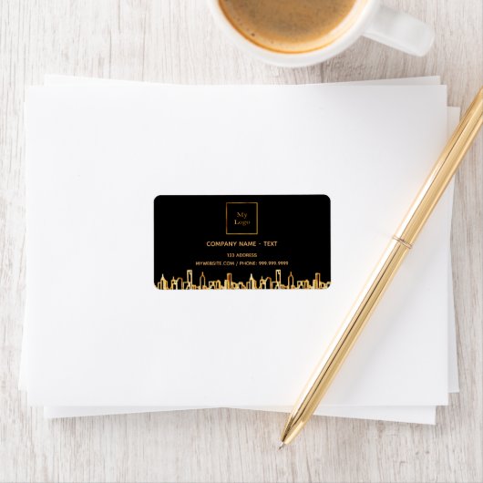ロゴブラック金ゴールドシティskylineビジネス実在エステート ラベル (インサイチュ)