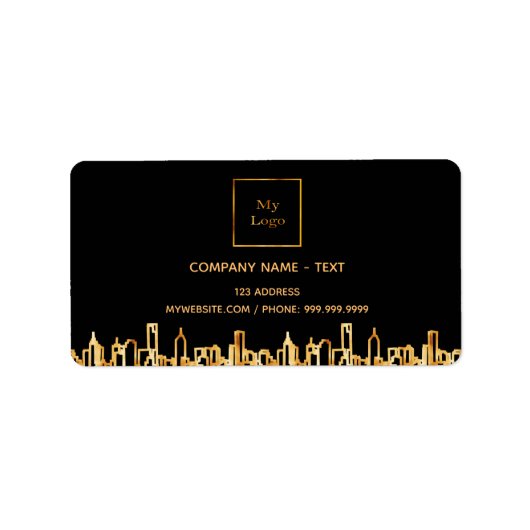 ロゴブラック金ゴールドシティskylineビジネス実在エステート ラベル (正面)