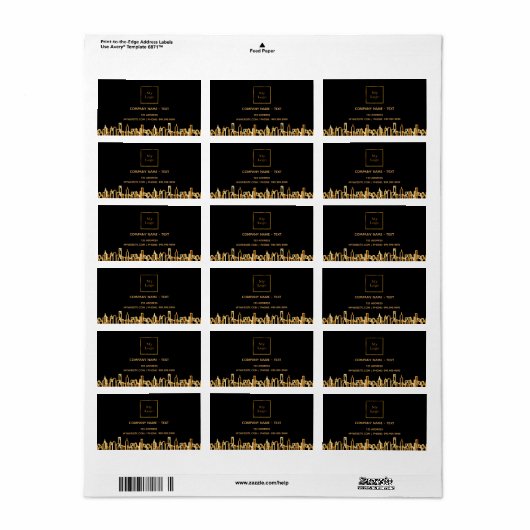 ロゴブラック金ゴールドシティskylineビジネス実在エステート ラベル (フルシート)