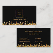 ロゴブラック金ゴールドシティskylineビジネス実在エステート 名刺 (正面/裏面)