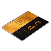 ロゴブラック金ゴールドモノグラムのビジネスのラグジュアモダンリー ノートブック (左側)