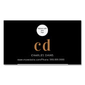 ロゴブラック金ゴールドモノグラムイニシャルミニマル マグネット名刺 (正面)