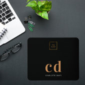 ロゴブラック金ゴールドモノグラムイニシャル事業 マウスパッド