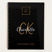 ロゴブラック金ゴールドモノグラムモダン2023ビジネス プランナー手帳 (正面)