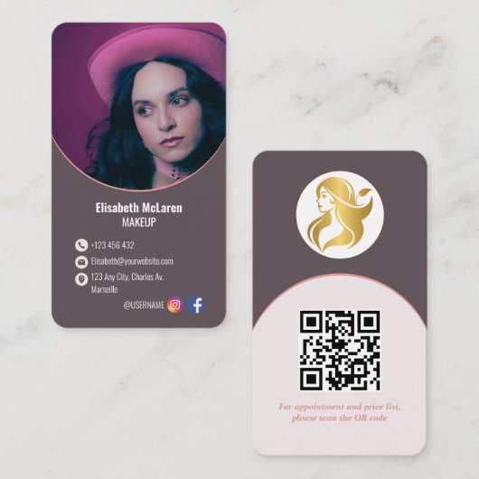 ロゴブランディングモダンメイクアップアーティスト名刺 名刺 (正面/裏面)