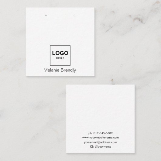 ロゴブランドジュエリーイヤリングディスプレイビジネスカード スクエア名刺 (正面/裏面)