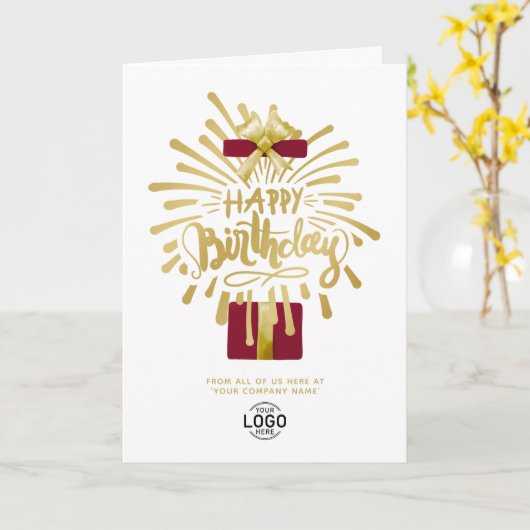 ロゴブルゴーニュギフト金ゴールド花火グループ誕生日 カード (黄色い花)