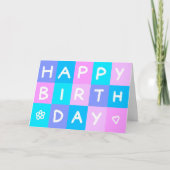 ロゴブルーピンクシンプルビジネスハッピーバースデー カード (正面)