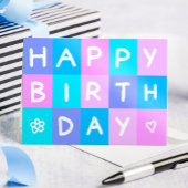 ロゴブルーピンクシンプルビジネスハッピーバースデー カード