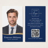 ロゴブルーフェイクゴールデンウェーブ写真ロゴQRコード (正面&裏面)