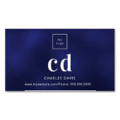 ロゴブルーホワイトモノグラムイニシャルミニマル マグネット名刺 (正面)