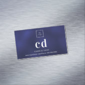 ロゴブルーホワイトモノグラムイニシャルミニマル マグネット名刺 (インサイチュ)