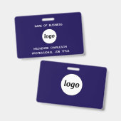ロゴプロフェッショナルビジネスNavy Blue Name バッジ (正面＆裏面)