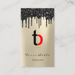 ロゴプロフェッショナルブラックドリップグリッターコンサルティング 名刺