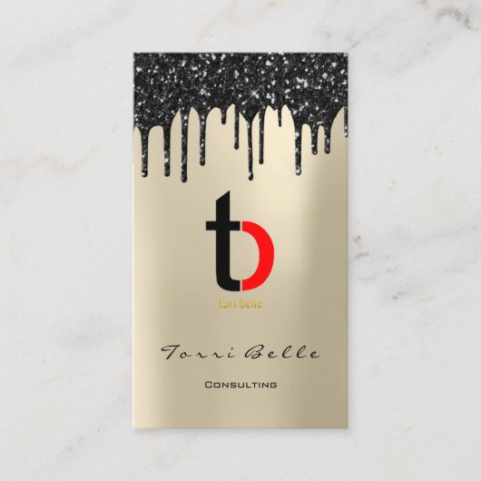 ロゴプロフェッショナルブラックドリップグリッターコンサルティング 名刺 (正面)