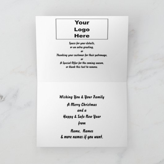 ロゴプロモレストランビジネスピザクリスマス シーズンカード (内部)