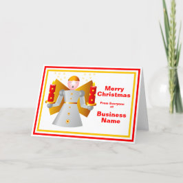 ロゴプロモーションビジネスレッド&金ゴールドエンジェルクリスマス シーズンカード