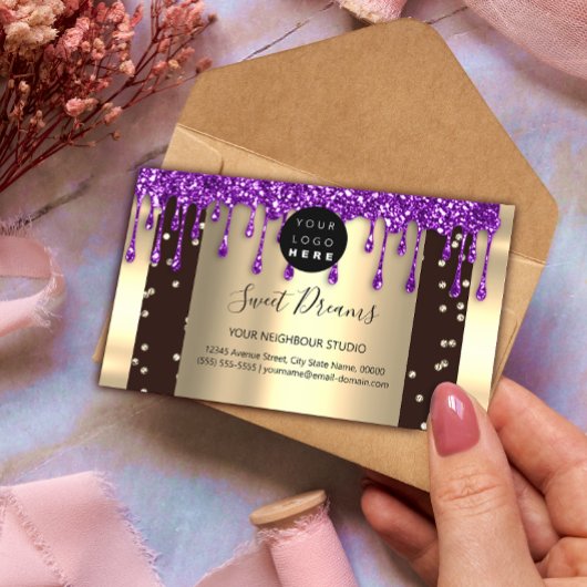 ロゴヘアメイクアップ爪、 ネイルドリップスパQRコードドリップ 名刺