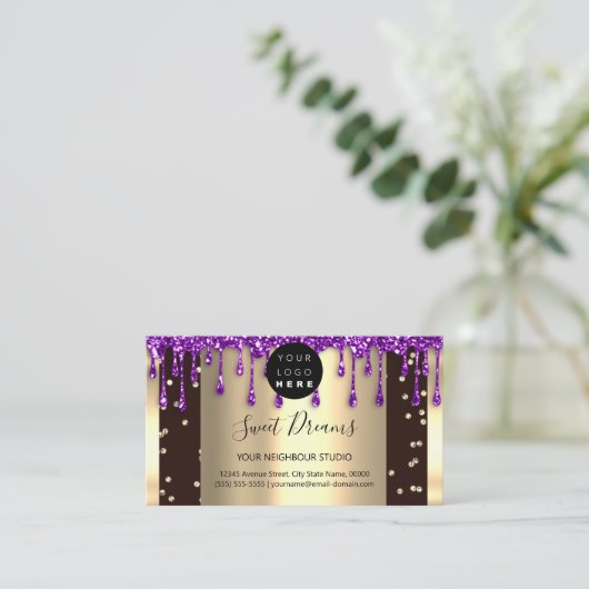 ロゴヘアメイクアップ爪、 ネイルドリップスパQRコードドリップ 名刺 (スタンド正面)