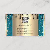 ロゴヘアメイクアップ爪、 ネイルドリップスパQRCode金ゴールドティール（緑がかった色） 名刺 (裏面)