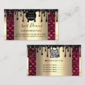 ロゴヘアメイクアップ爪、 ネイルドリップスパQRCode金ゴールドハート 名刺 (正面/裏面)