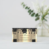 ロゴヘアメイクアップ爪、 ネイルドリップスパQRCode金ゴールドブシン 名刺 (スタンド正面)