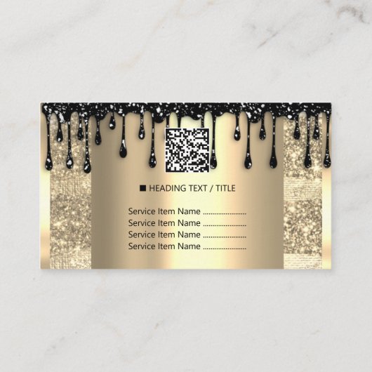 ロゴヘアメイクアップ爪、 ネイルドリップスパQRCode金ゴールドブシン 名刺 (裏面)