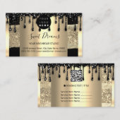 ロゴヘアメイクアップ爪、 ネイルドリップスパQRCode金ゴールドブシン 名刺 (正面/裏面)