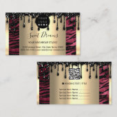 ロゴヘアメイクアップ爪、 ネイルドリップスパQRCode Burgundy 名刺 (正面/裏面)