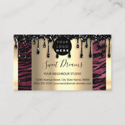 ロゴヘアメイクアップ爪、 ネイルドリップスパQRCode Burgundy 名刺 (正面)