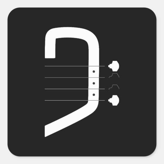 ロゴベースクレフ、 音符記号&ギター スクエアシール (正面)