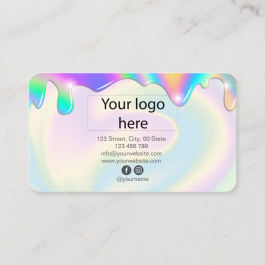 ロゴホログラフィックメイクモダンを追加すガーリーる 名刺 (裏面)