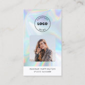 ロゴホログラフィックQRコード従業員の写真の追加 名刺 (正面)