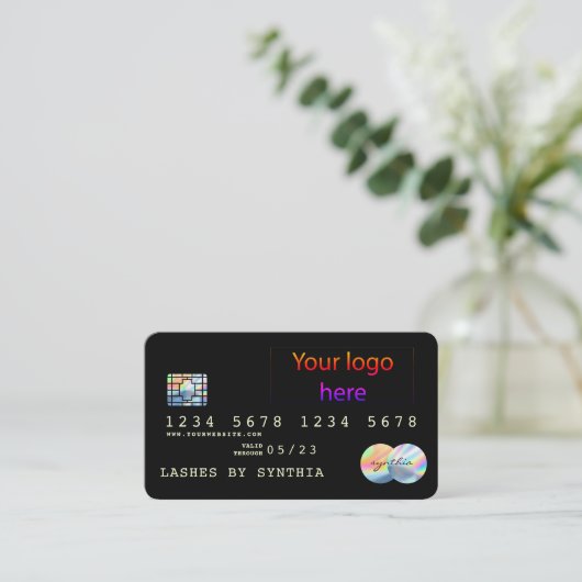 ロゴホログラフクレジットカードモダンを追加する 名刺 (スタンド正面)