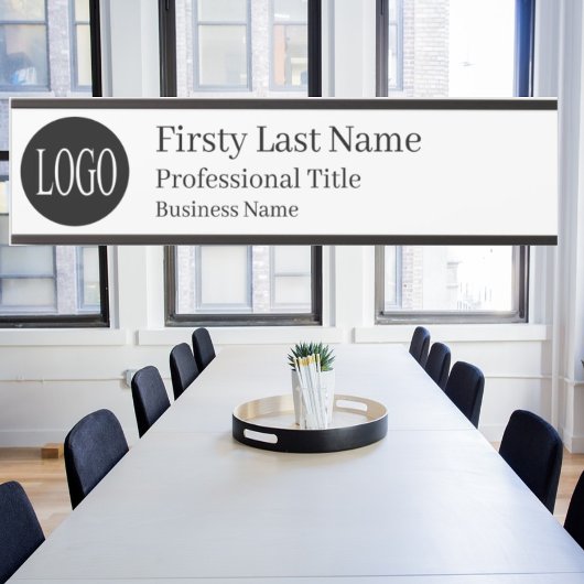 ロゴホワイトオフィスのドアの署名シンボルや象徴名プレート サインプレート