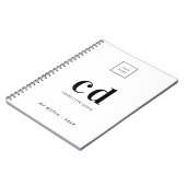 ロゴホワイトブラックモノグラムイニシャル事業 ノートブック (左側)