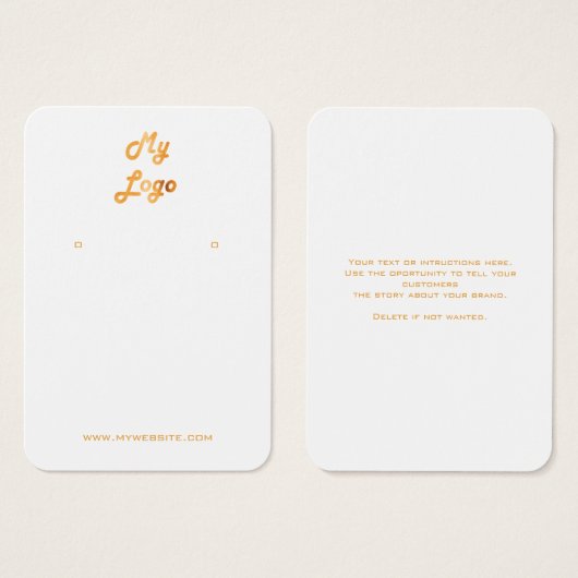 ロゴホワイト金ゴールドイヤリングジュエリー表示カード (正面&裏面)