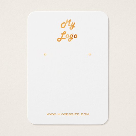 ロゴホワイト金ゴールドイヤリングジュエリー表示カード (正面)