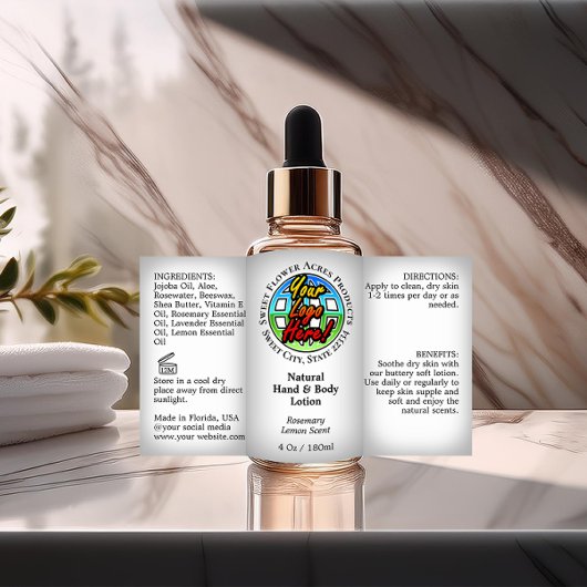 ロゴボトルラベル4ozまたは油ドロッパー製品の追加 長方形シール