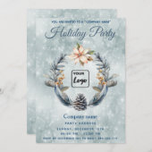 ロゴボーホパインコーンリースホリデーパーティー企業の 招待状 (正面/裏面)