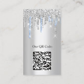 ロゴマーク化粧アーティストシルバーブルーQRコード 名刺 (裏面)