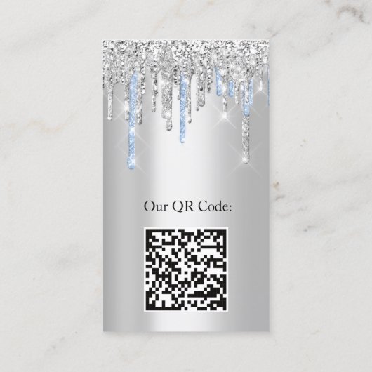 ロゴマーク化粧アーティストシルバーブルーQRコード 名刺 (裏面)