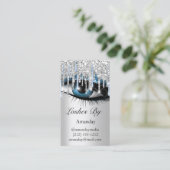 ロゴマーク化粧アーティストシルバーブルーQRコード 名刺 (スタンド正面)