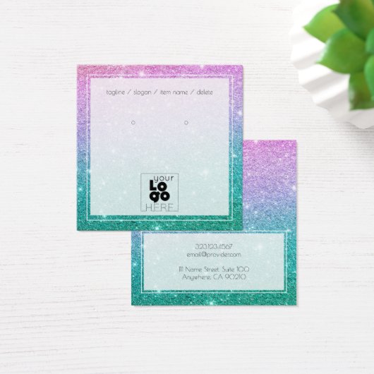 ロゴマーメイドグラデーショングリッターイヤリングディスプレイカード (デスク)