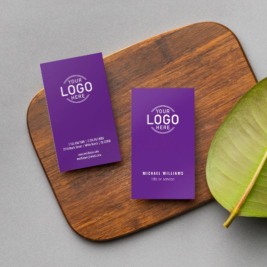 ロゴミニマリストパープルモダンお洒落カスタム 名刺