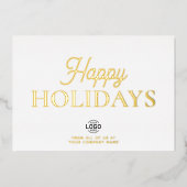 ロゴミニマリストホワイトビジネスホリデーカード 箔招待状 (正面)