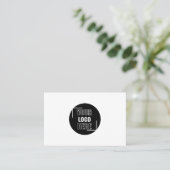 ロゴミニマルはこちら白黒QRコード 名刺 (スタンド正面)